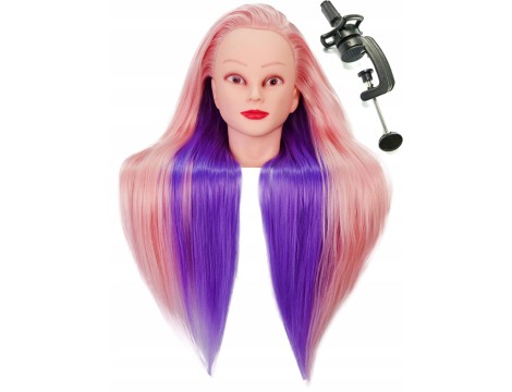Κεφαλή προπόνησης Iza 70 cm IZA-04, πολύχρωμα θερμικά μαλλιά + λαβή, κεφαλή χτενίσματος κομμωτηρίου, κεφαλή άσκησης - 2